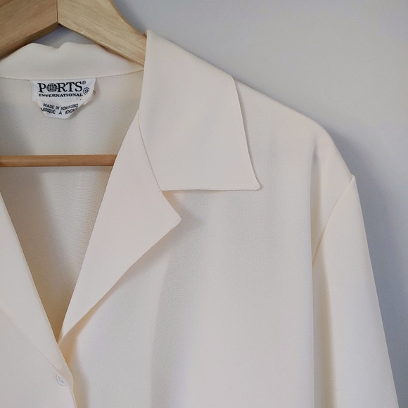 Vintage Ports International Blouse Button Up Collar Shirt Cream Size 8 - Picture 3 of 13